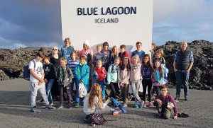 Students outside Blue Lagoon Iceland