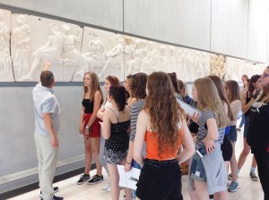 Students with tour guide Greece museum