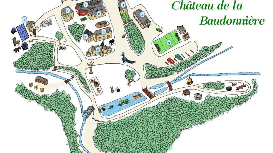 Map of the Chateau de la Baudonniere Enlarged