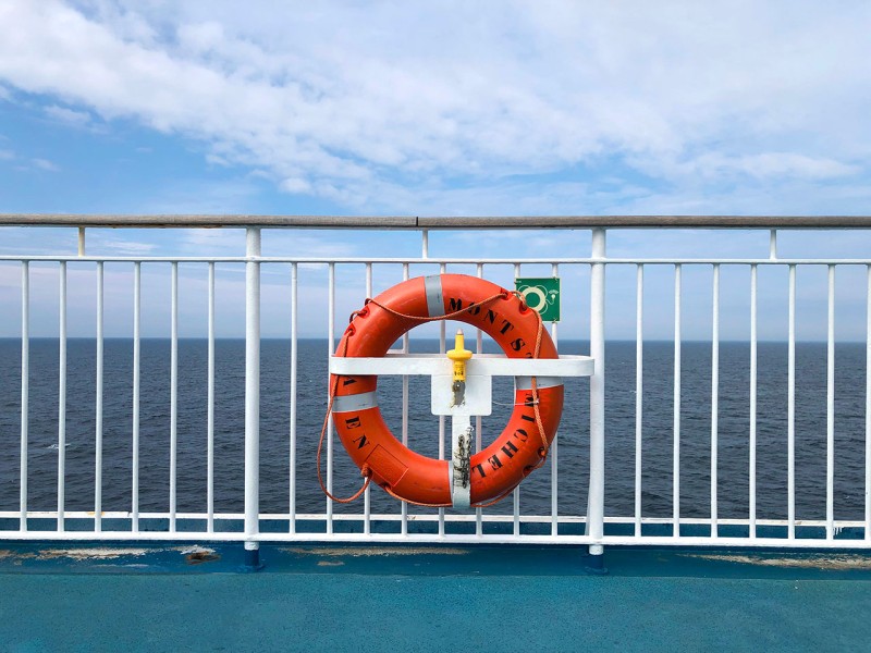 Cross channel ferry France life ring