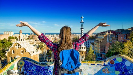 Student visits Barcelona Park Guell