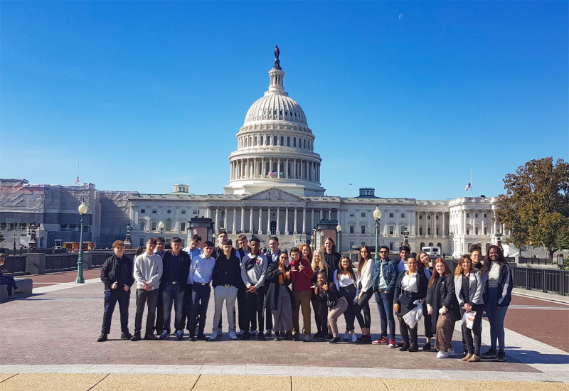 College students outside the Capitol Building Washington DC
