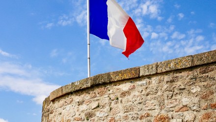 French flag at Mont Saint Michel lookout