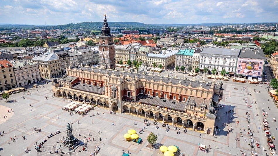 Krakow main square from above