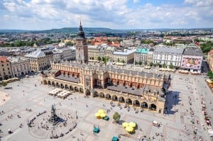 Krakow main square from above