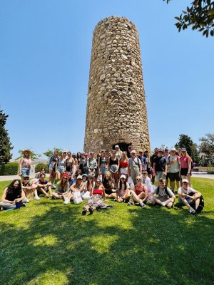 Monument group shot Murcia Spain school trip