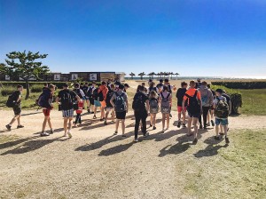 Students head to the Argeles beach