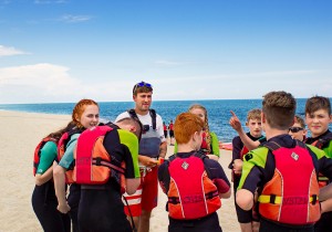 Voyager adventure instructor and students